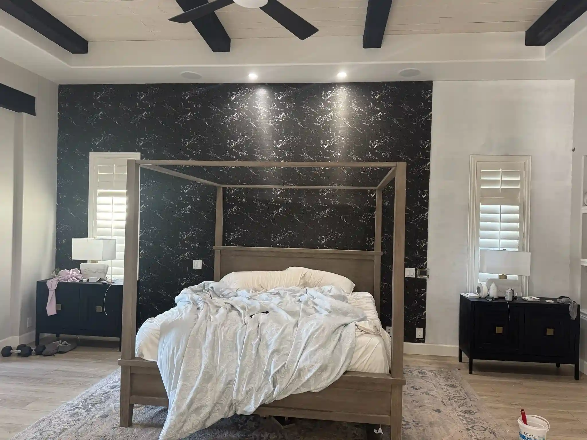 Residential bedroom wallpaper installation in Los Angeles